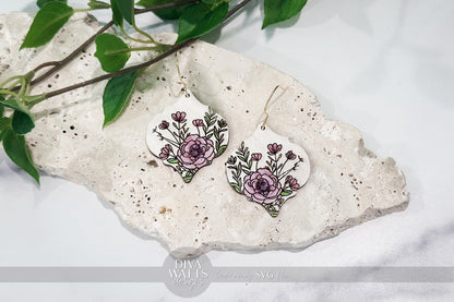 Laser Cut Arabesque Earring SVG | Engraved Floral Earrings File | DIY Botanical Jewelry SVG for xTool Glowforge Cut File