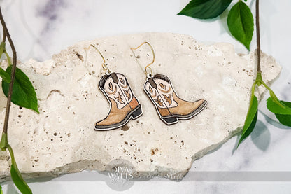 Cowboy Boot Earring SVG | Engraved Western Earring Cut File | Digital DIY Jewelry for Glowforge xTool | Country Style SVG