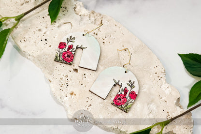 Floral Arch Earring SVG | Engraved Flower Jewelry File | DIY Laser Cut Earring SVG for xTool Glowforge | Spring Boho svg