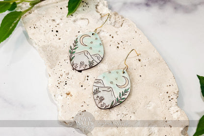 Laser Cut Earring SVG | Sunflower Engraved Teardrop Earrings File | DIY Jewelry for Glowforge xTool | Floral SVG Cut File