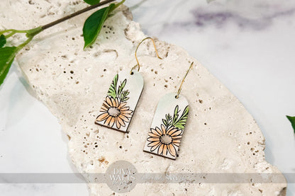Daisy Earring SVG | Engraved Floral Arch Earrings Cut File | Laser Ready Jewelry SVG for Glowforge xTool | DIY Spring Jewelry