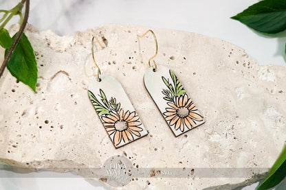 Daisy Earring SVG | Engraved Floral Arch Earrings Cut File | Laser Ready Jewelry SVG for Glowforge xTool | DIY Spring Jewelry