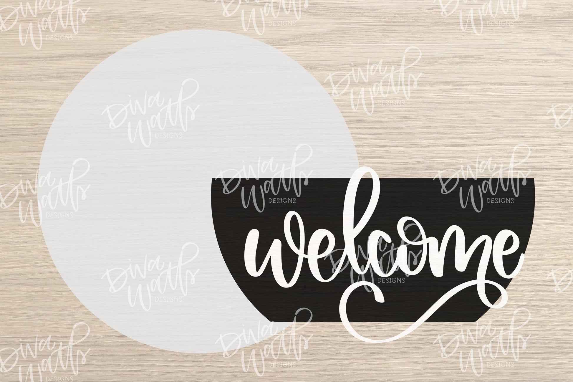 Laser Cut Door Hanger SVG | Welcome Sign SVG File | Round Wood Sign Template | DIY Digital Cut File Glowforge xTool Compatible