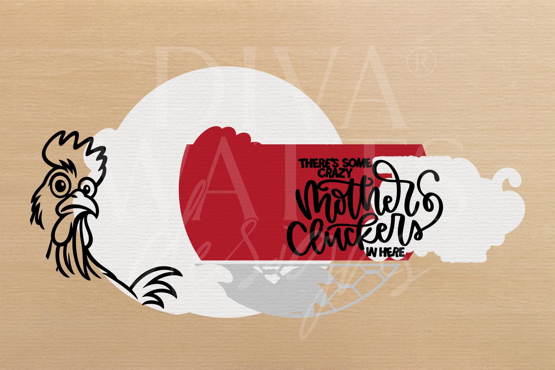 Laser Cut Door Hanger SVG | Mother Cluckers SVG Sign | Funny Farmhouse Chicken Round Sign File | Glowforge xTool DIY Wood Decor