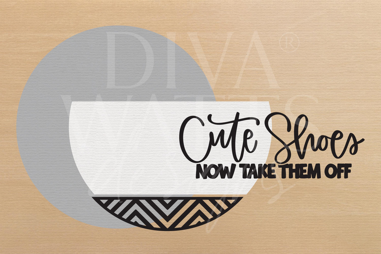 Laser Cut Door Hanger SVG | Cute Shoes Take Them Off Sign | Funny Entryway SVG File | Glowforge xTool DIY Round Porch Sign Template