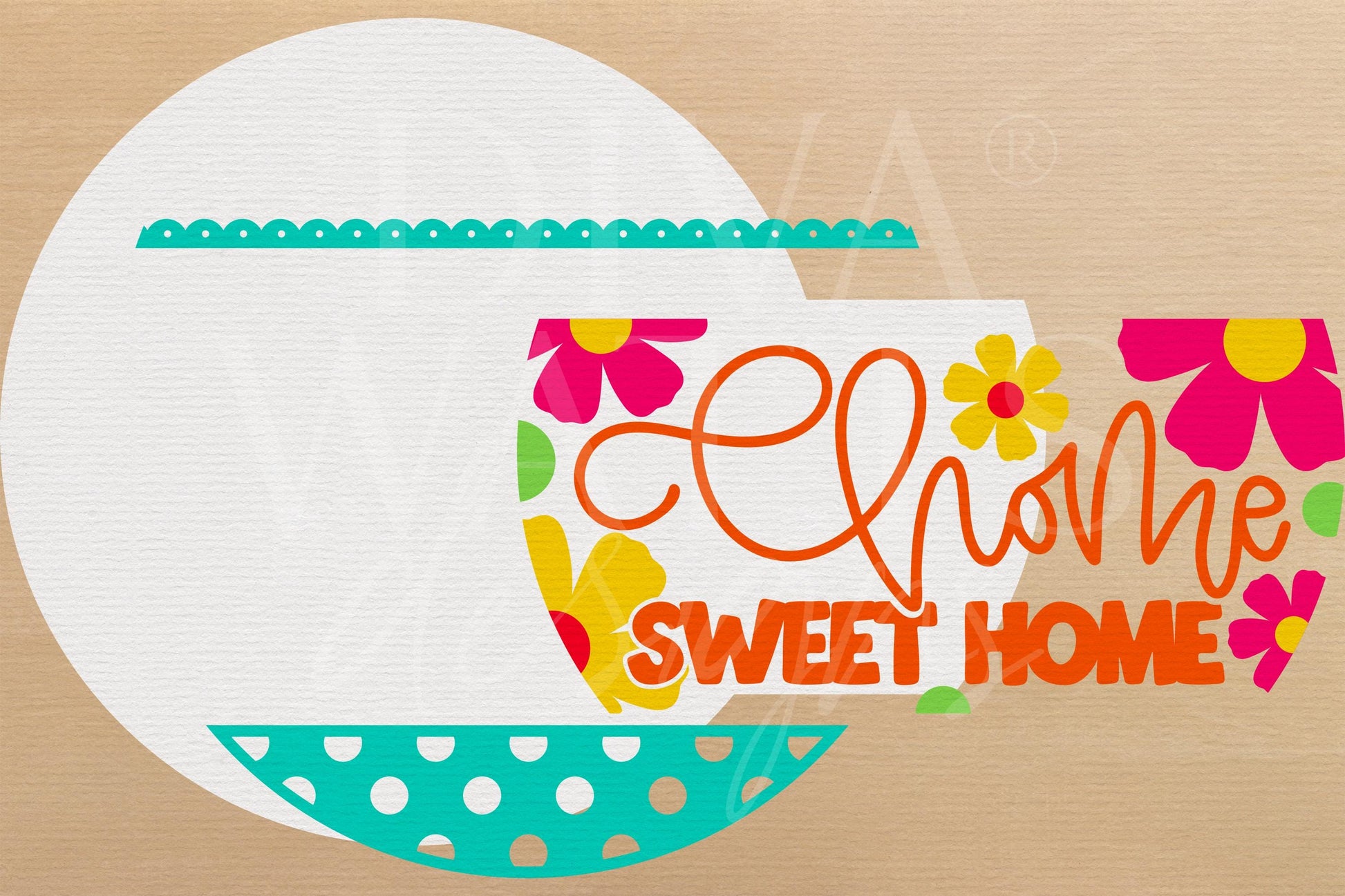 Laser Cut Door Hanger SVG | Home Sweet Home Sign SVG File | Round Wood Sign Template | Summer Digital File Glowforge xTool Ready