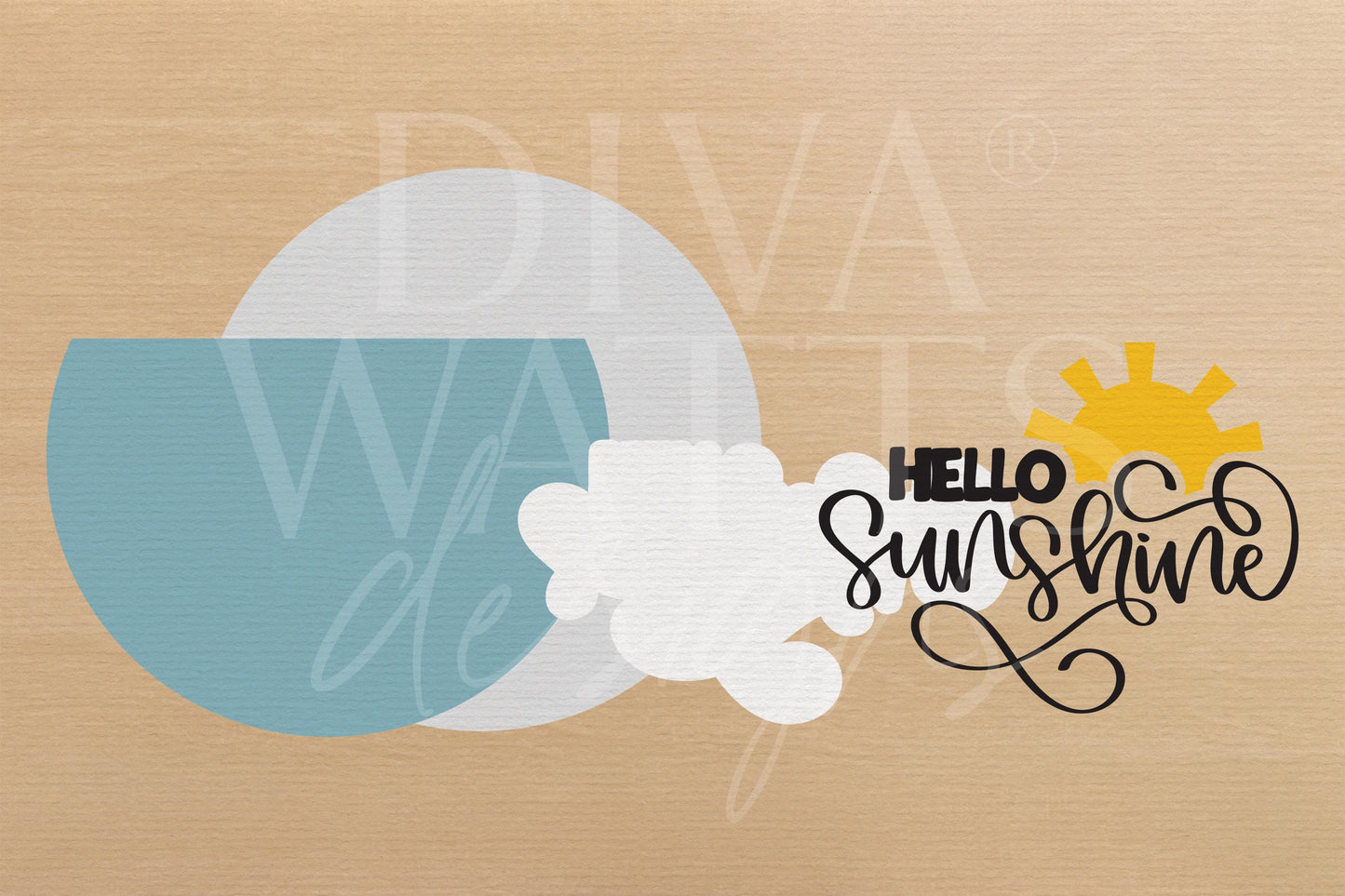 Hello Sunshine Door Hanger SVG | Summer Sign SVG File | Round Wood Sign Template | Digital Cut File Glowforge xTool Compatible