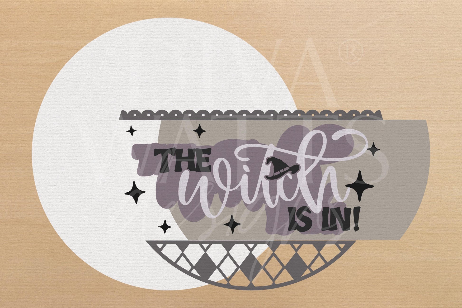 The Witch Is In SVG | Halloween Door Hanger SVG File | DIY Round Wood Sign Laser Cut | Digital Glowforge xTool Cut File for Porch Decor