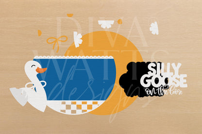 Silly Goose SVG | Laser Cut Door Hanger SVG File | Funny Round Sign Template | DIY Goose Wood Sign for Glowforge xTool | Digital Cut File