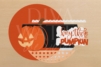 Laser Cut Door Hanger SVG | Hey There Pumpkin SVG File | DIY Round Wood Sign Template | Digital Fall Decor xTool Glowforge Cut File