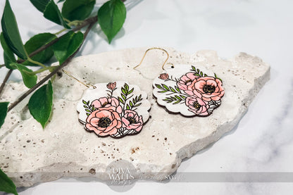Laser Cut Earring SVG | Floral Engraved Earring File | DIY Jewelry SVG for xTool Glowforge | Spring Bouquet svg Earrings