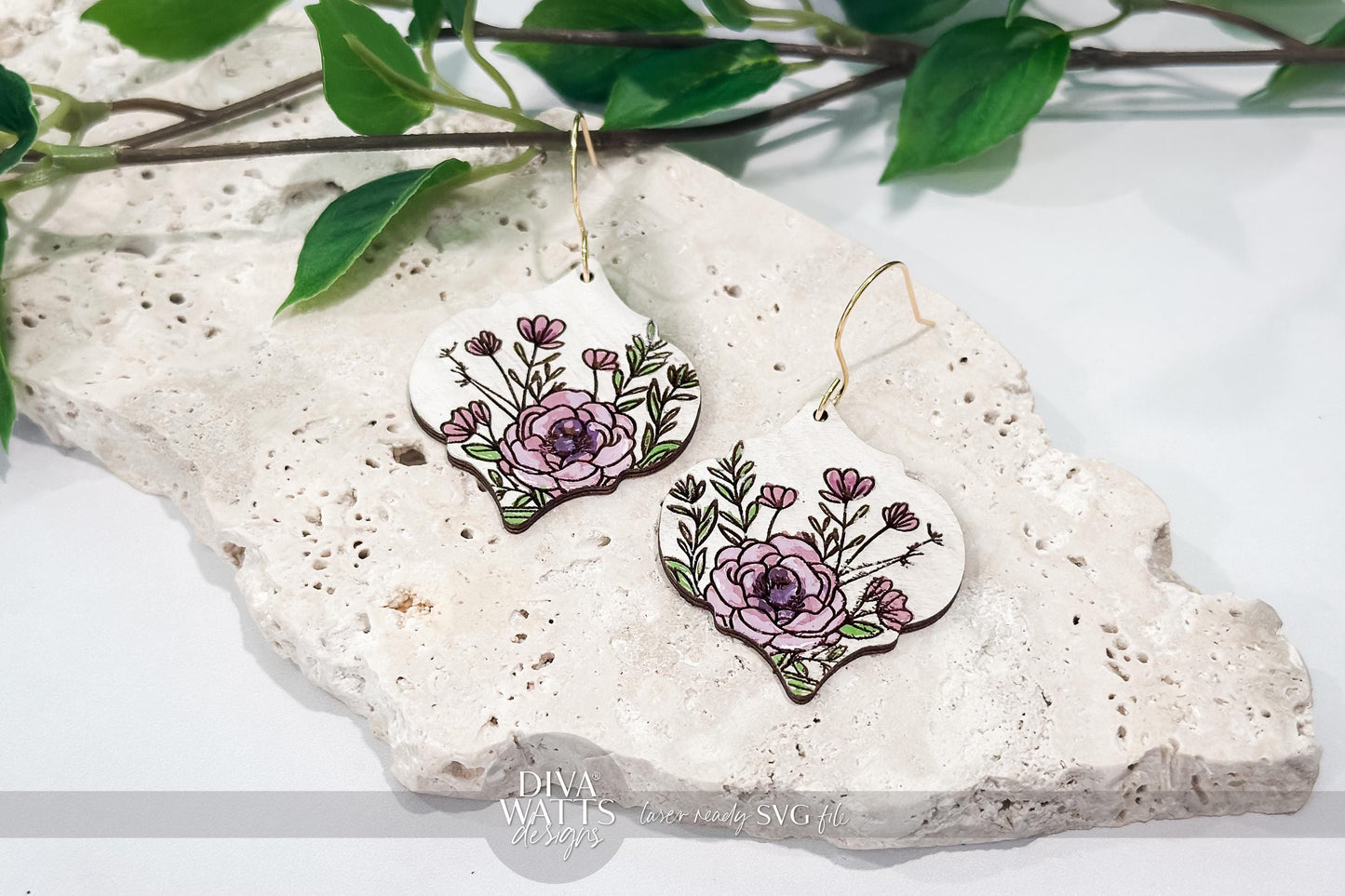 Laser Cut Arabesque Earring SVG | Engraved Floral Earrings File | DIY Botanical Jewelry SVG for xTool Glowforge Cut File
