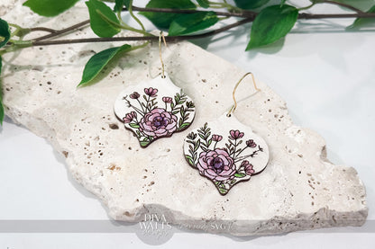 Laser Cut Arabesque Earring SVG | Engraved Floral Earrings File | DIY Botanical Jewelry SVG for xTool Glowforge Cut File