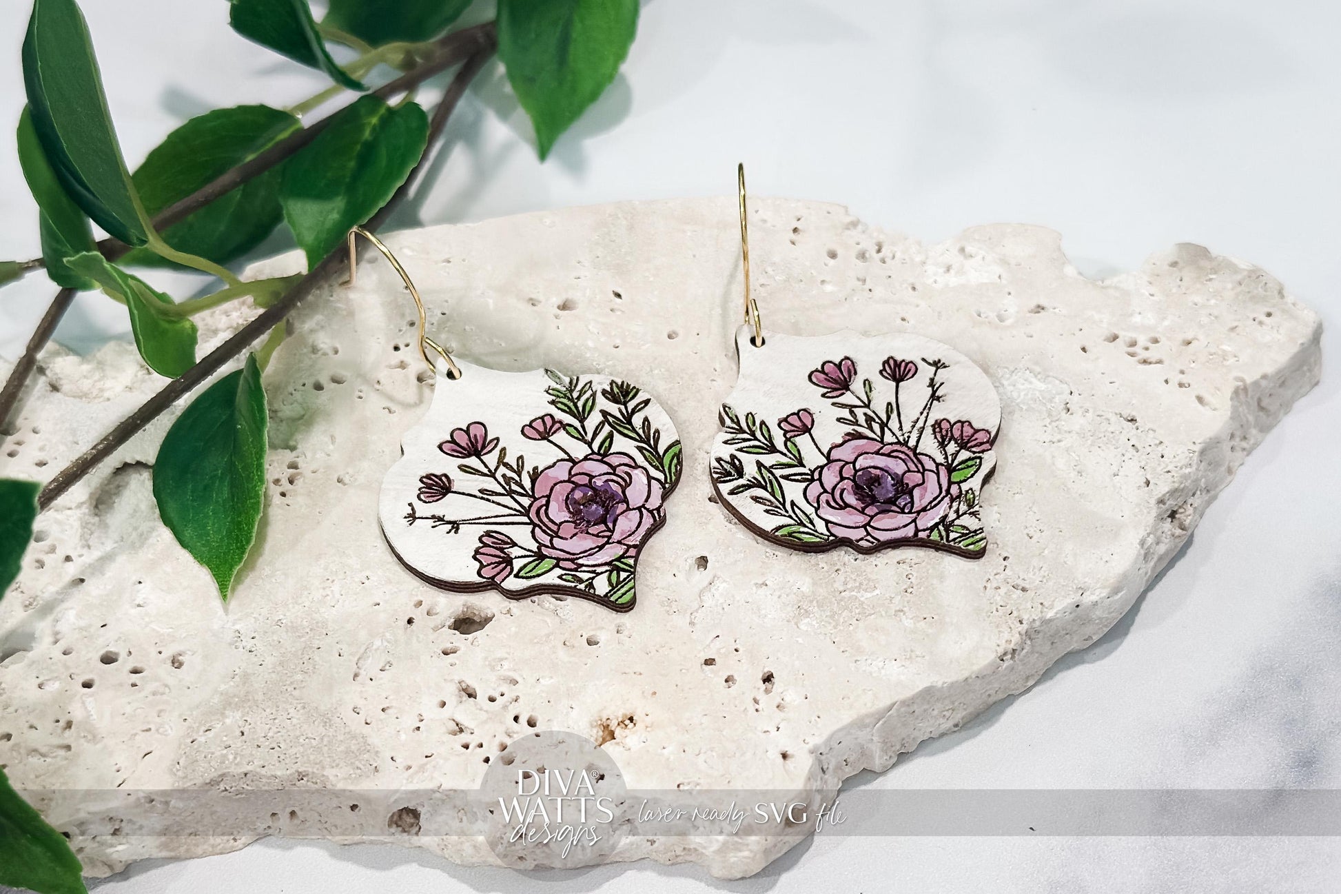 Laser Cut Arabesque Earring SVG | Engraved Floral Earrings File | DIY Botanical Jewelry SVG for xTool Glowforge Cut File