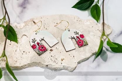 Floral Arch Earring SVG | Engraved Flower Jewelry File | DIY Laser Cut Earring SVG for xTool Glowforge | Spring Boho svg