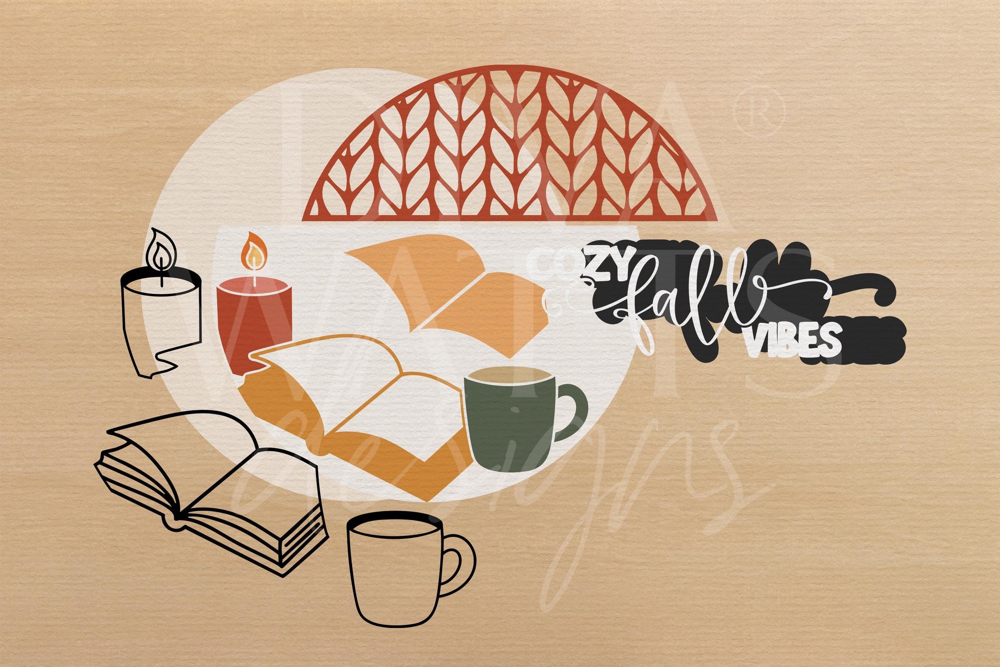 Cozy Fall Vibes SVG | Laser Cut Door Hanger SVG | Round Wood Sign Template | Digital Fall Sign File Glowforge xTool Compatible