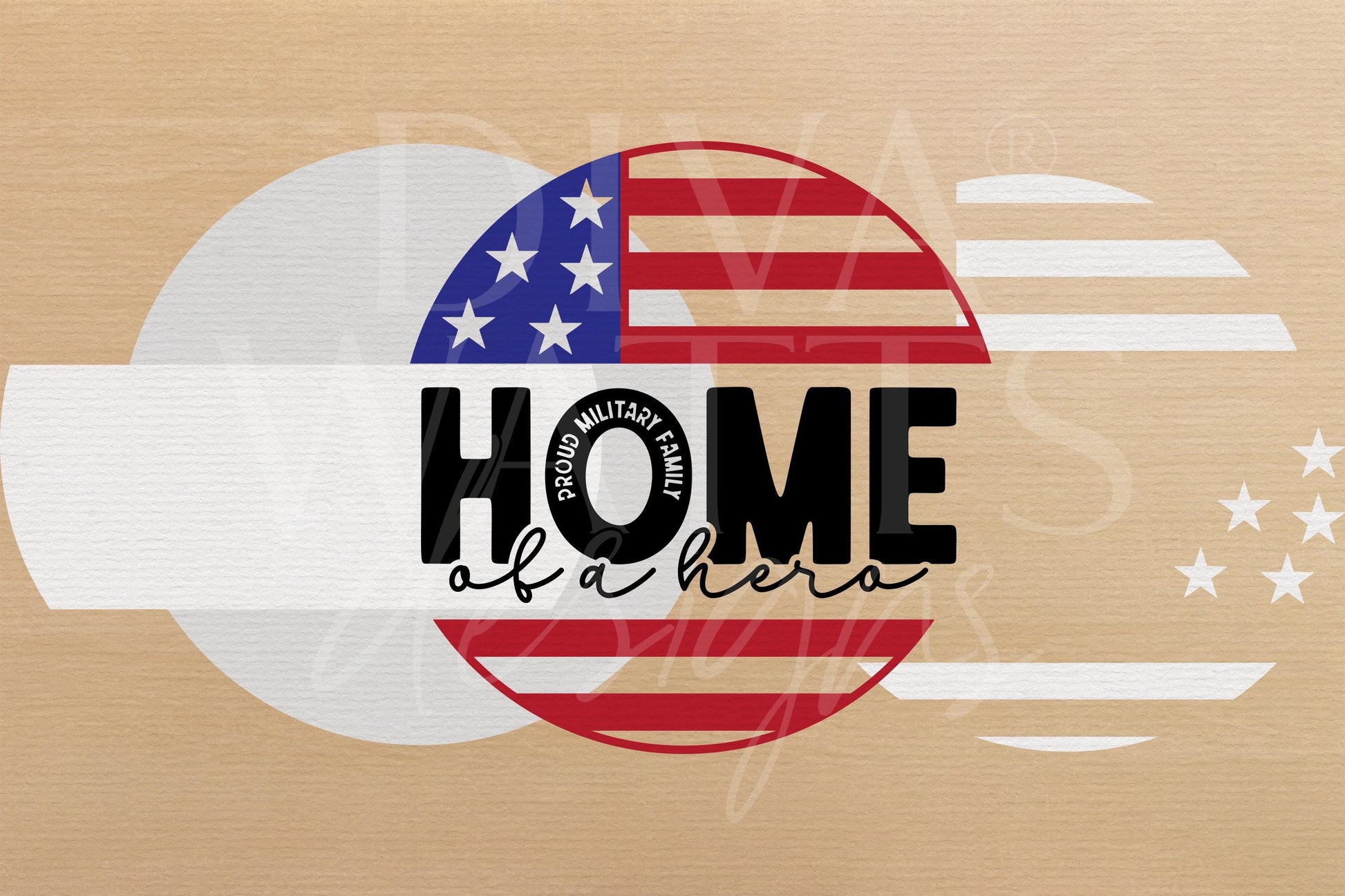 Laser Cut Door Hanger SVG | Military Family Sign SVG | Patriotic Round Sign Template | Digital Cut File Glowforge xTool Compatible