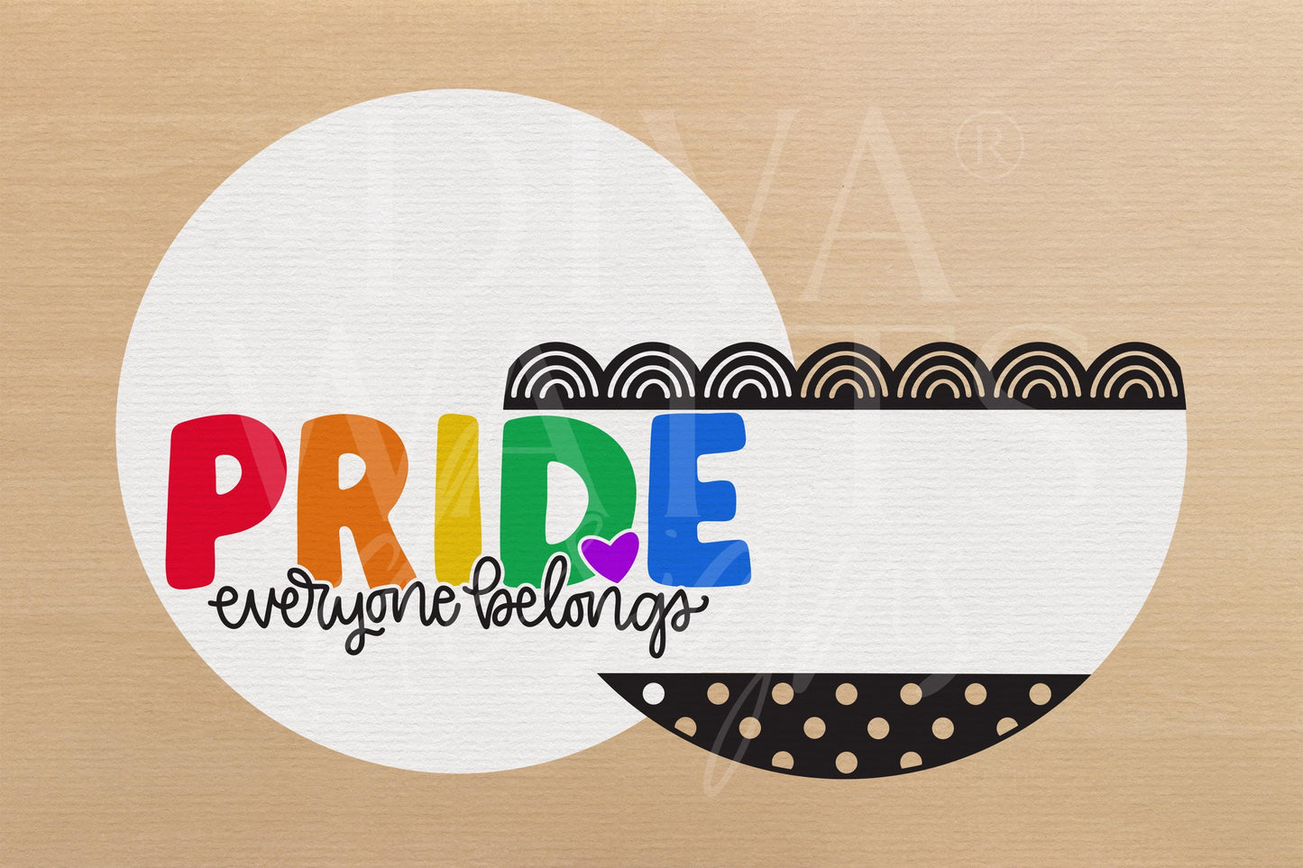 Pride Door Hanger SVG | Everyone Belongs Round Sign SVG | LGBTQ+ Laser Cut File | Equality Digital svg for Glowforge xTool Projects