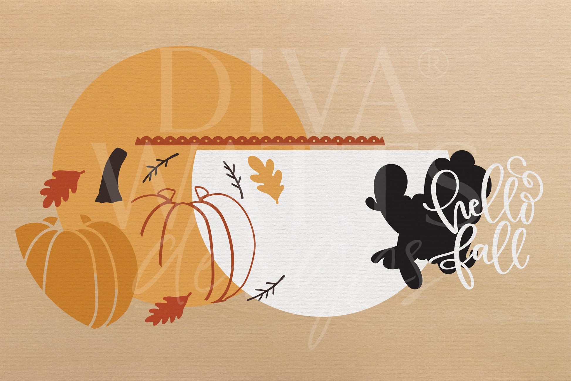 Hello Fall SVG | Laser Cut Door Hanger SVG File | Pumpkin Round Wood Sign for Glowforge xTool | DIY Fall Porch Sign svg Cut File