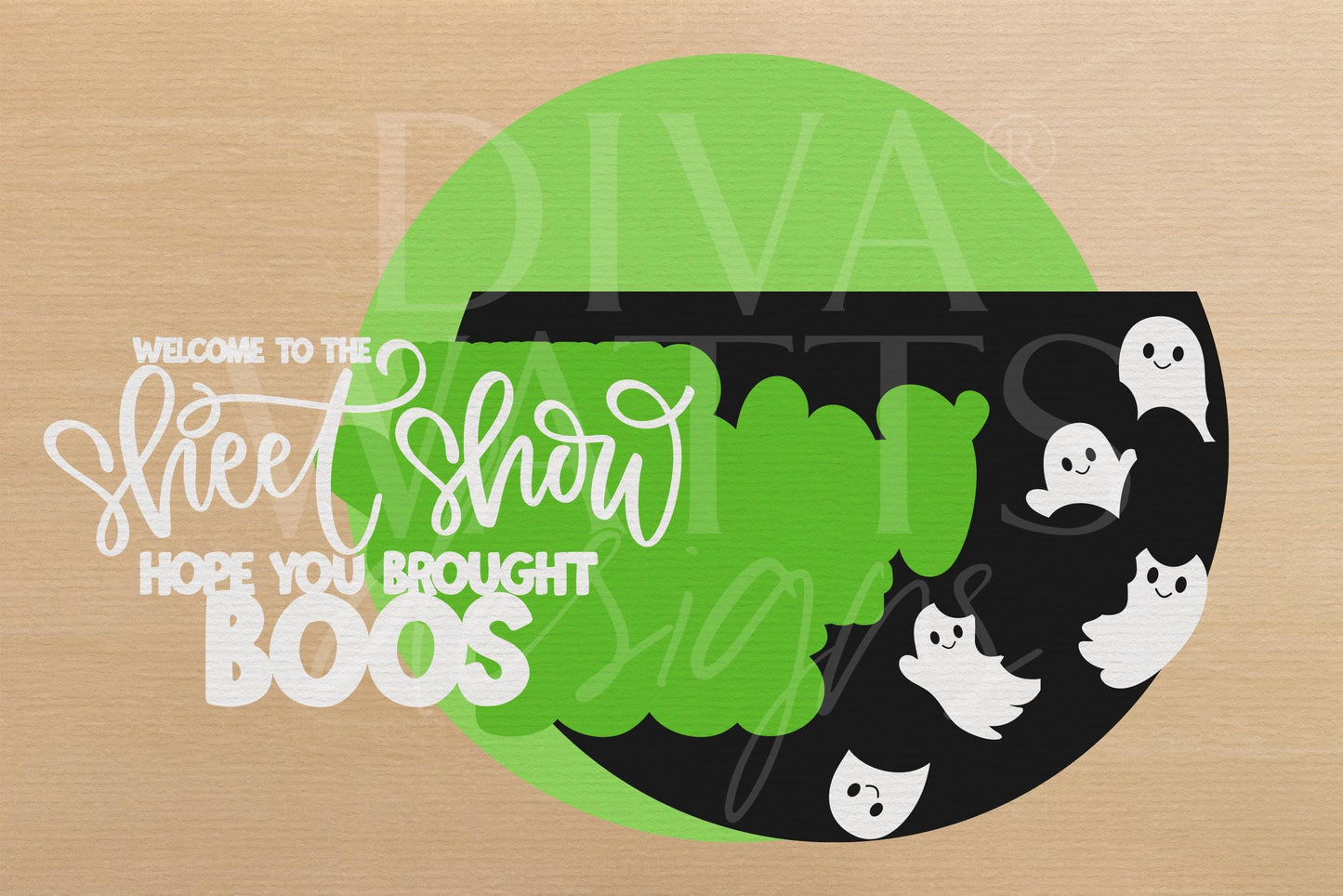 Laser Cut Door Hanger SVG | Welcome Ghost Sign SVG | Funny Halloween Sign Template | Digital Cut File Glowforge xTool Compatible