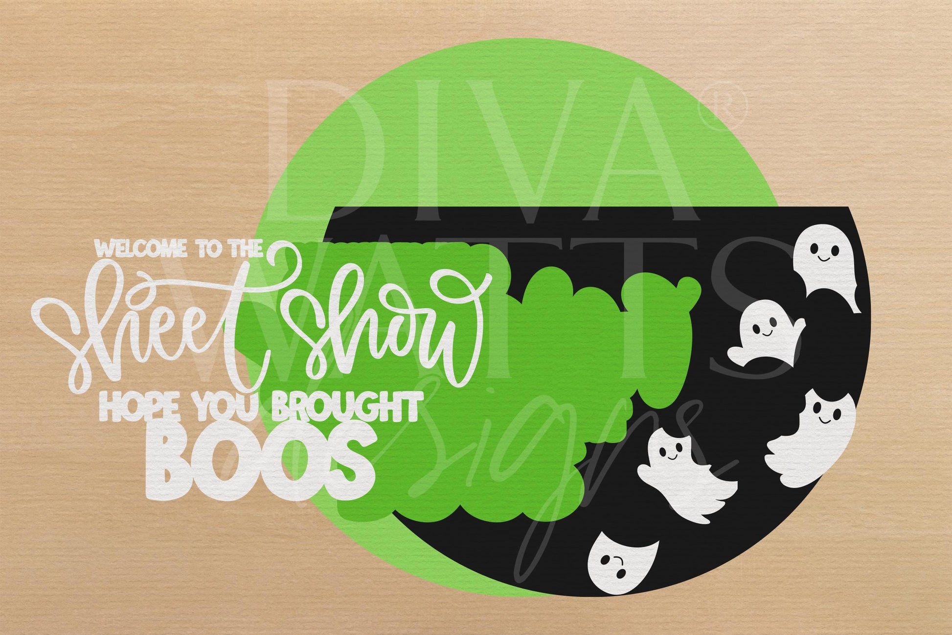 Laser Cut Door Hanger SVG | Welcome Ghost Sign SVG | Funny Halloween Sign Template | Digital Cut File Glowforge xTool Compatible