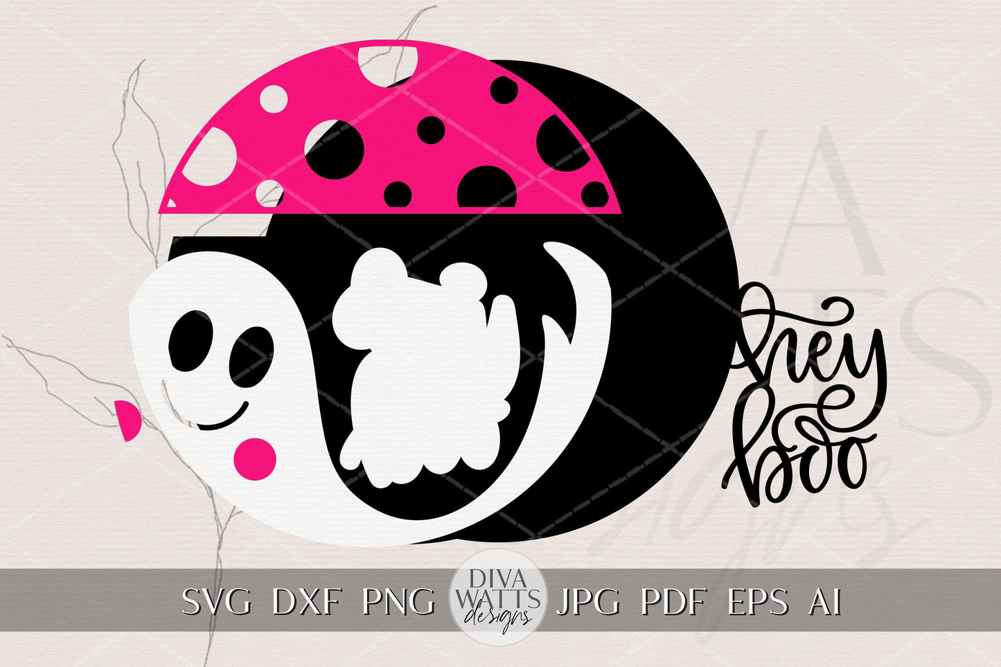 Hey Boo Door Hanger SVG | Halloween Ghost Sign SVG | Round Wood Sign Template | Glowforge xTool Laser Cut Digital File DIY Decor