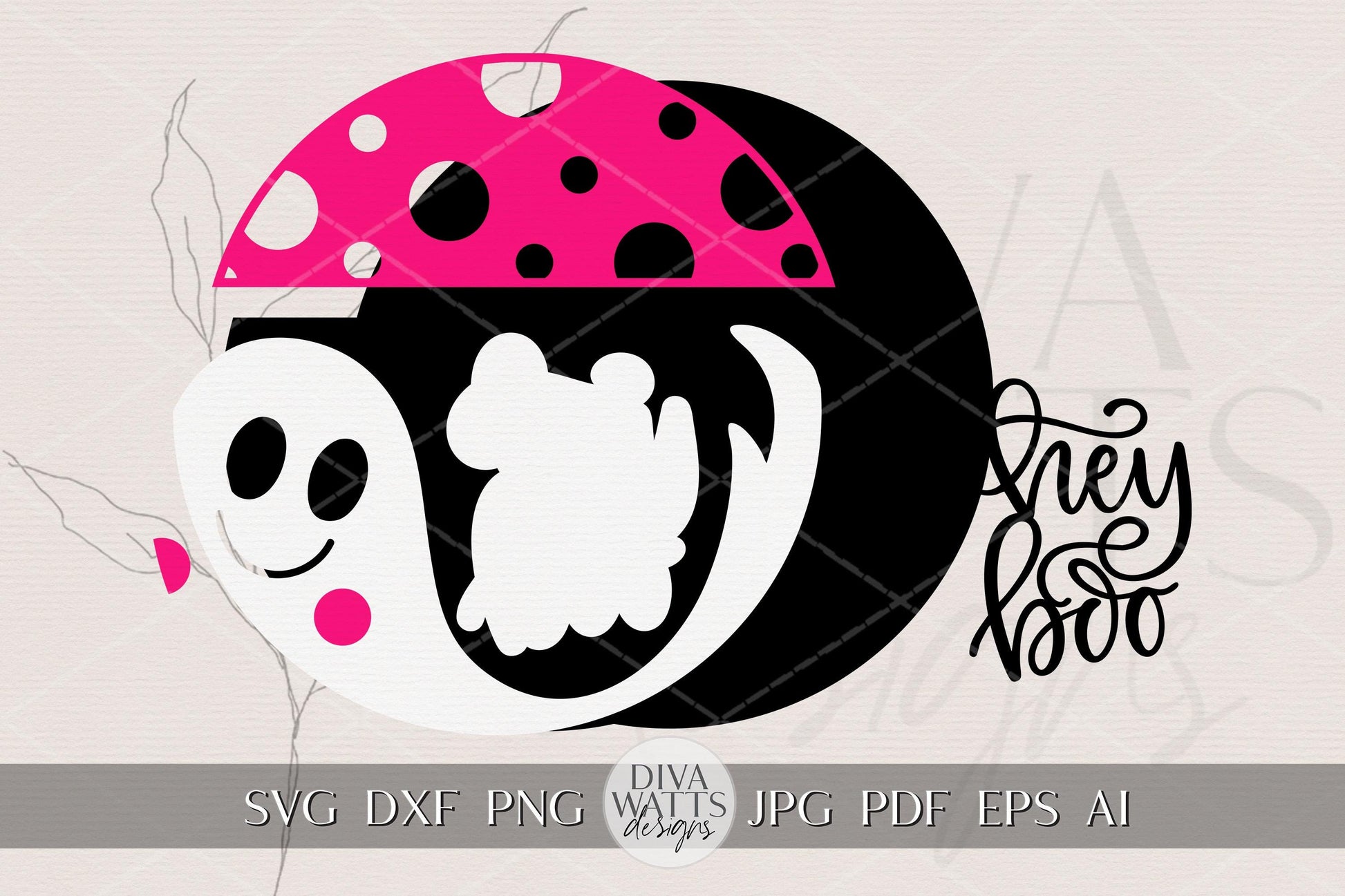 Hey Boo Door Hanger SVG | Halloween Ghost Sign SVG | Round Wood Sign Template | Glowforge xTool Laser Cut Digital File DIY Decor