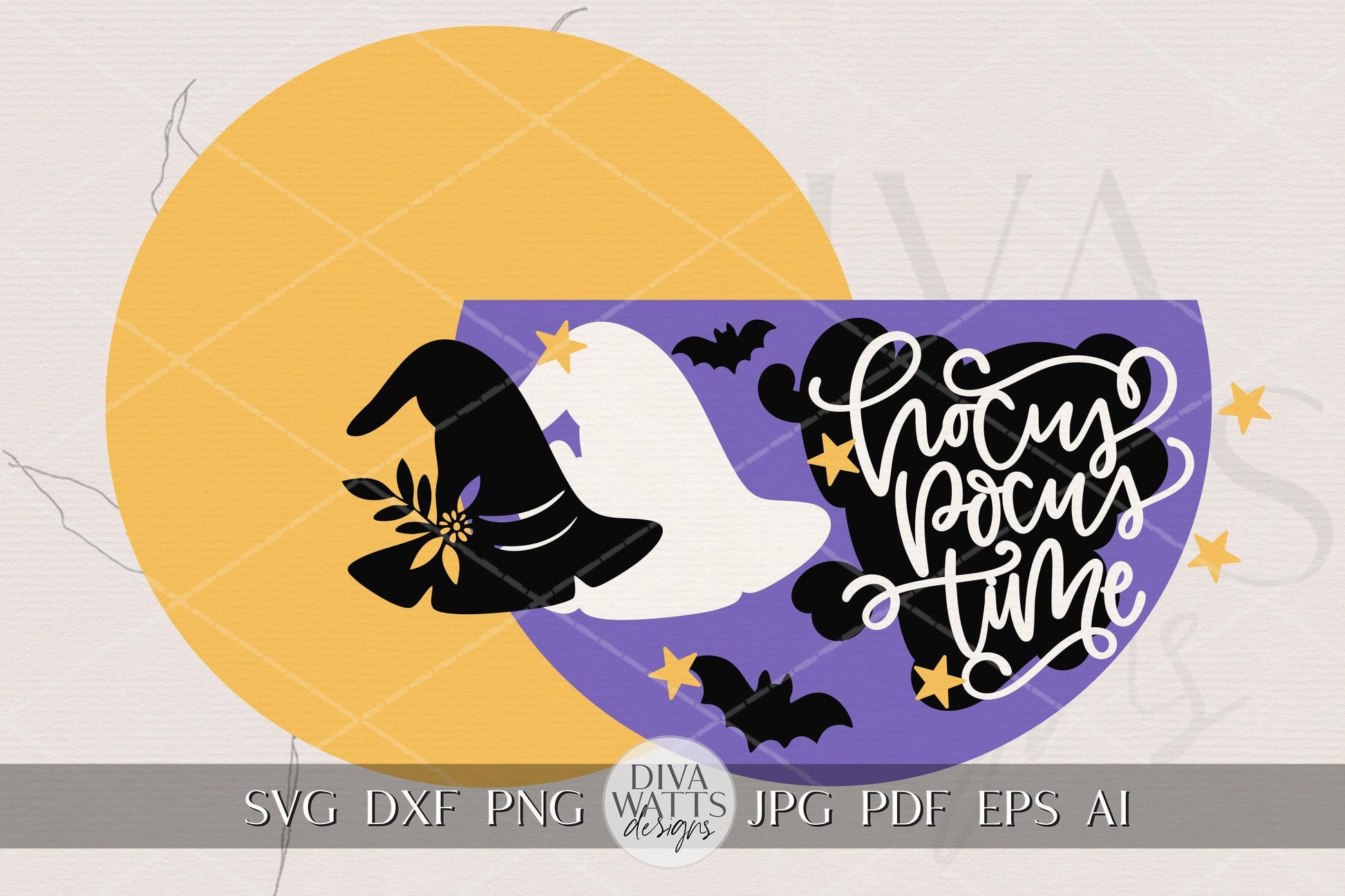 Hocus Pocus Door Hanger SVG | Halloween Witch Hat Sign SVG | Laser Cut Round Wood Sign Template | Glowforge xTool Digital File