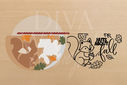 Laser Cut Door Hanger SVG | Nuts About Fall Sign SVG | Squirrel Autumn Wood Sign Template | Glowforge xTool Compatible File