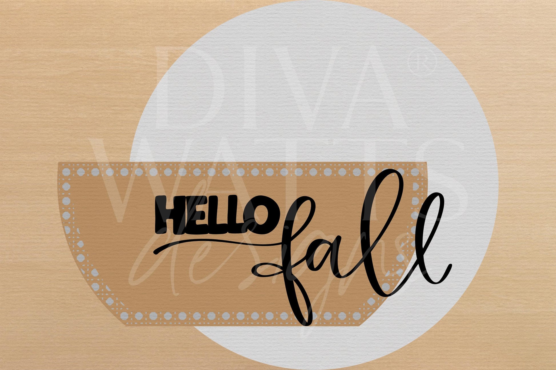 Laser Cut Door Hanger SVG | Hello Fall Sign SVG File | DIY Round Wood Sign Template | Digital Cut File Glowforge xTool Compatible
