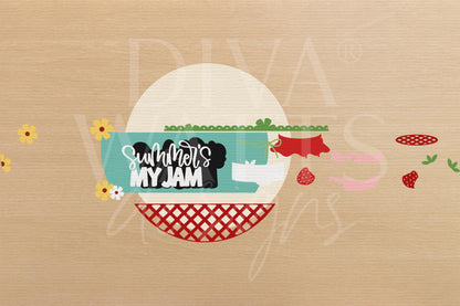 Laser Cut Door Hanger SVG | Summer's My Jam Sign SVG | Round Wood Sign Template | DIY Porch Decor File xTool Glowforge Compatible