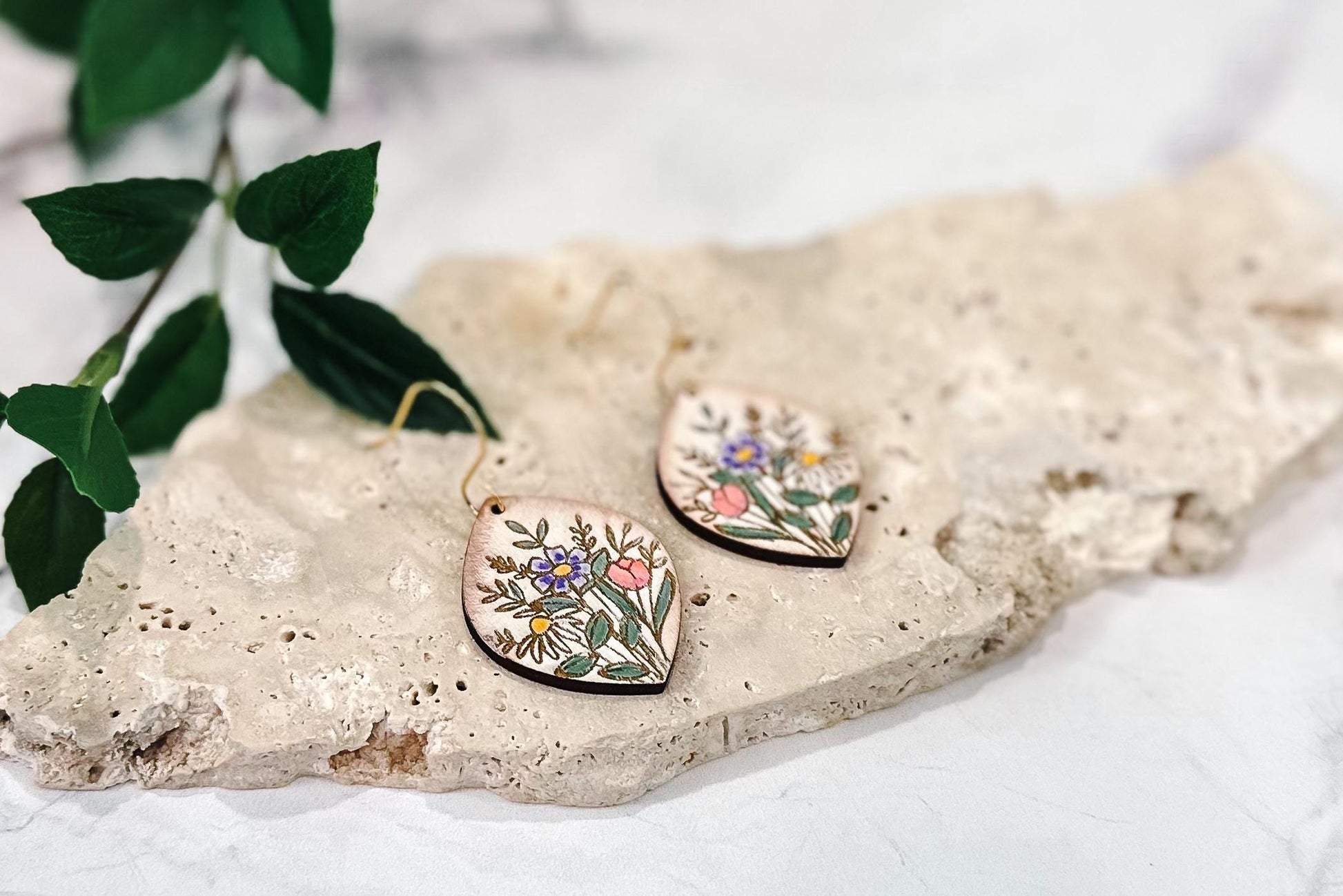 Floral Teardrop Earring SVG | Laser Cut Earring File | DIY Wood Jewelry Template | Digital Cut File Glowforge xTool Compatible