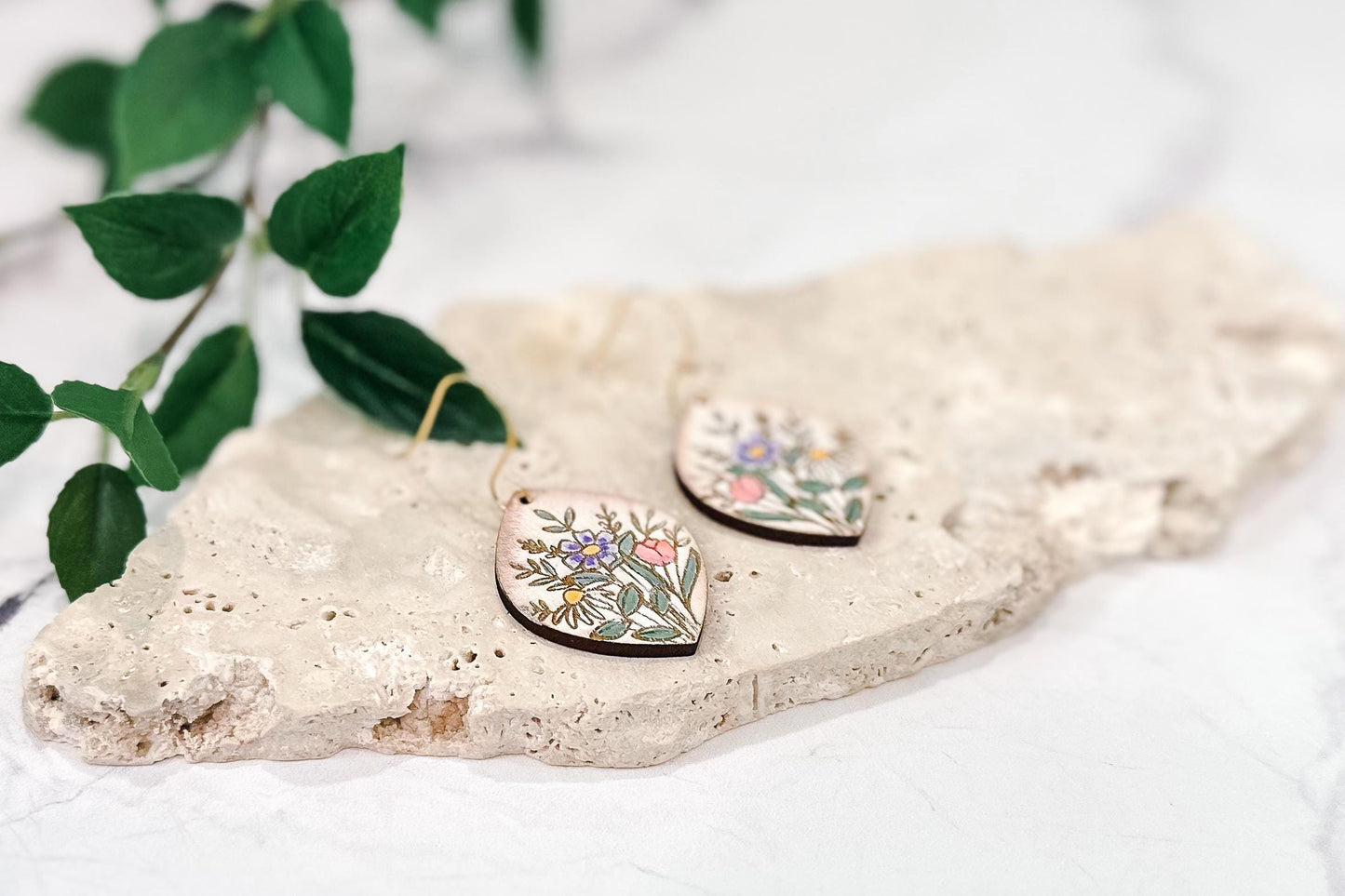 Floral Teardrop Earring SVG | Laser Cut Earring File | DIY Wood Jewelry Template | Digital Cut File Glowforge xTool Compatible