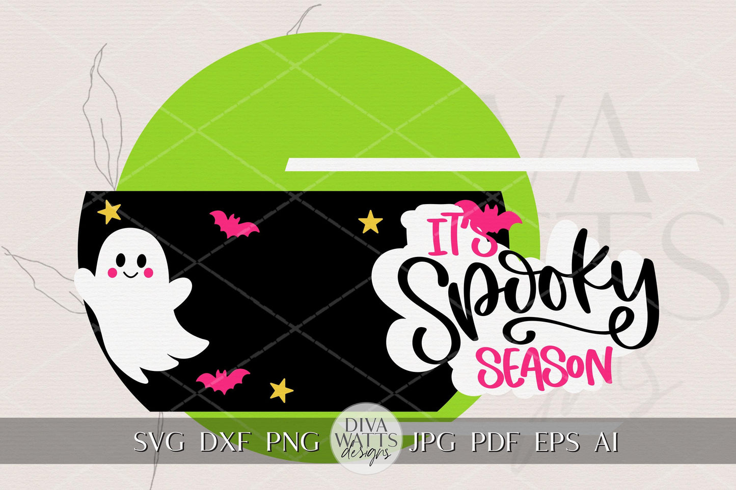 Laser Cut Door Hanger SVG | Spooky Season Halloween Sign SVG | Round Wood Sign Template | Glowforge xTool Digital Cut File