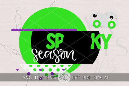 Laser Cut Door Hanger SVG | Spooky Season Halloween Sign SVG File | DIY Round Wood Sign Template | Glowforge xTool Digital Cut File