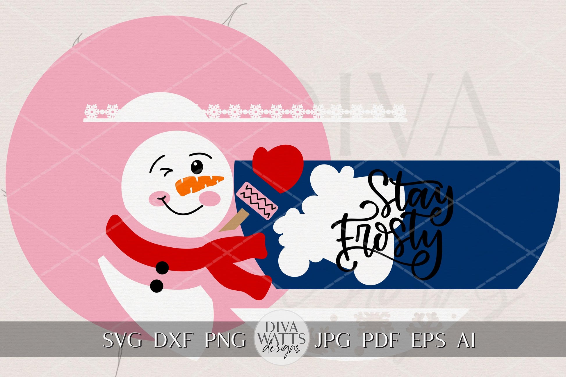 Laser Cut Door Hanger SVG | Stay Frosty Snowman Sign SVG | Round Wood Winter Template | DIY Digital Cut File Glowforge xTool Compatible