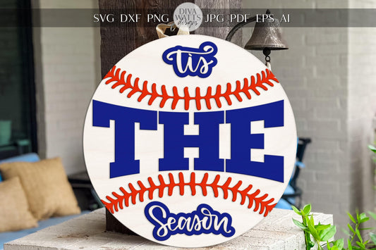 Laser Cut Door Hanger SVG | Baseball Welcome Sign SVG File | DIY Round Wood Sign Template | Glowforge xTool Compatible Cut File