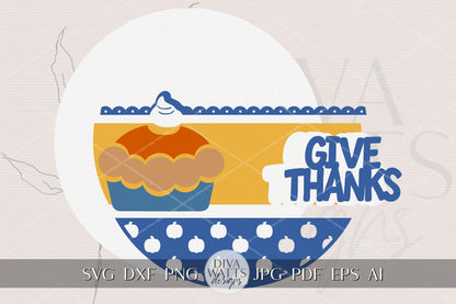 Laser Cut Door Hanger SVG | Give Thanks Sign | DIY Round Fall Sign Template | Digital SVG for Glowforge xTool | Thanksgiving Decor