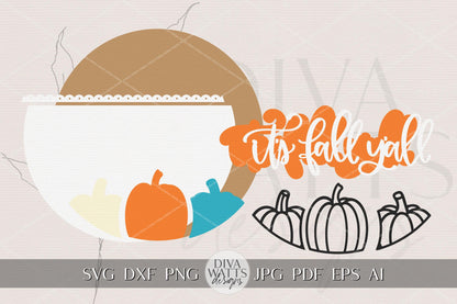 Laser Cut Door Hanger SVG | It's Fall Y’all Round Sign Template | DIY Layered Fall Porch Decor Cut File | Glowforge xTool SVG for Beginners