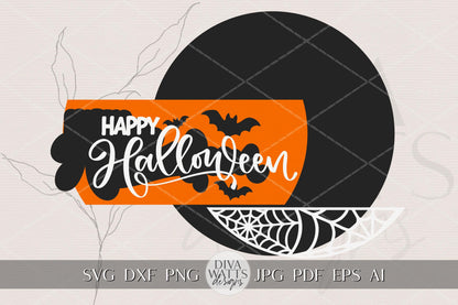 Hey Boo SVG | Halloween Ghost Door Hanger SVG File | Round Laser Cut Sign Template | Glowforge xTool Digital Halloween Decor File