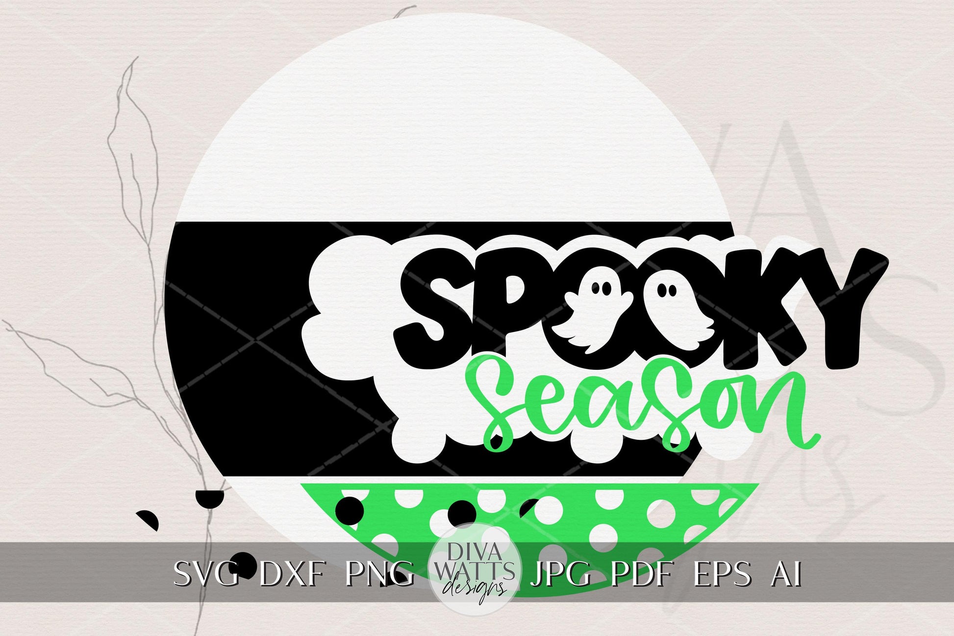 Laser Cut Door Hanger SVG | Spooky Season Ghost Sign | DIY Round Halloween SVG for Glowforge xTool | Fall Porch Decor File