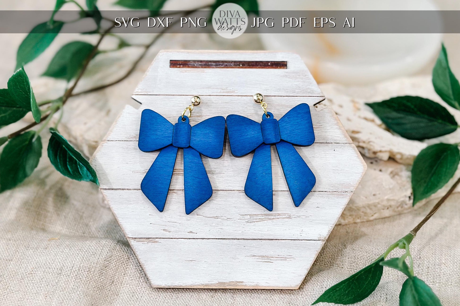 Laser Cut Earring SVG | Coquette Bow Statement Earrings Template | DIY Wood Jewelry SVG for Glowforge xTool | Holiday Cut File