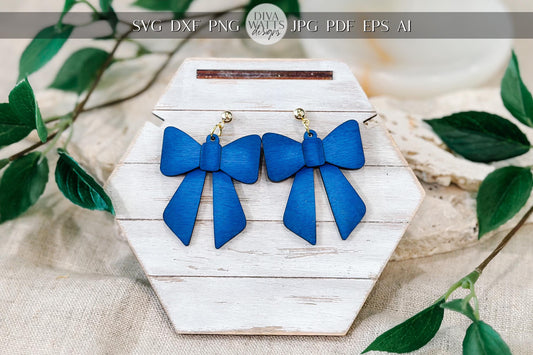 Laser Cut Earring SVG | Coquette Bow Statement Earrings Template | DIY Wood Jewelry SVG for Glowforge xTool | Holiday Cut File