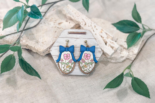 Laser Cut Wooden Earrings | Cottagecore Bow & Floral Statement Jewelry | DIY Lightweight Earrings | Handmade Gift for Her