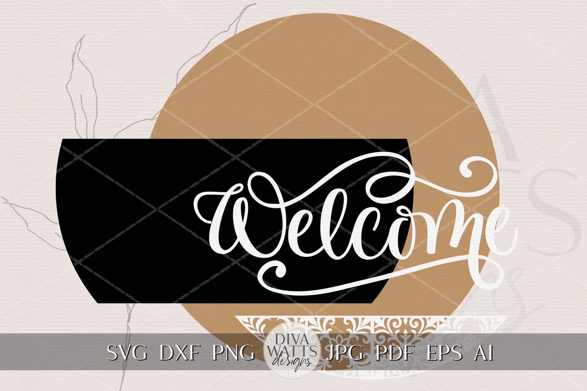 Laser Cut Door Hanger SVG | Welcome Sign Round Template | DIY Front Porch SVG File | Digital Cut File for Glowforge xTool