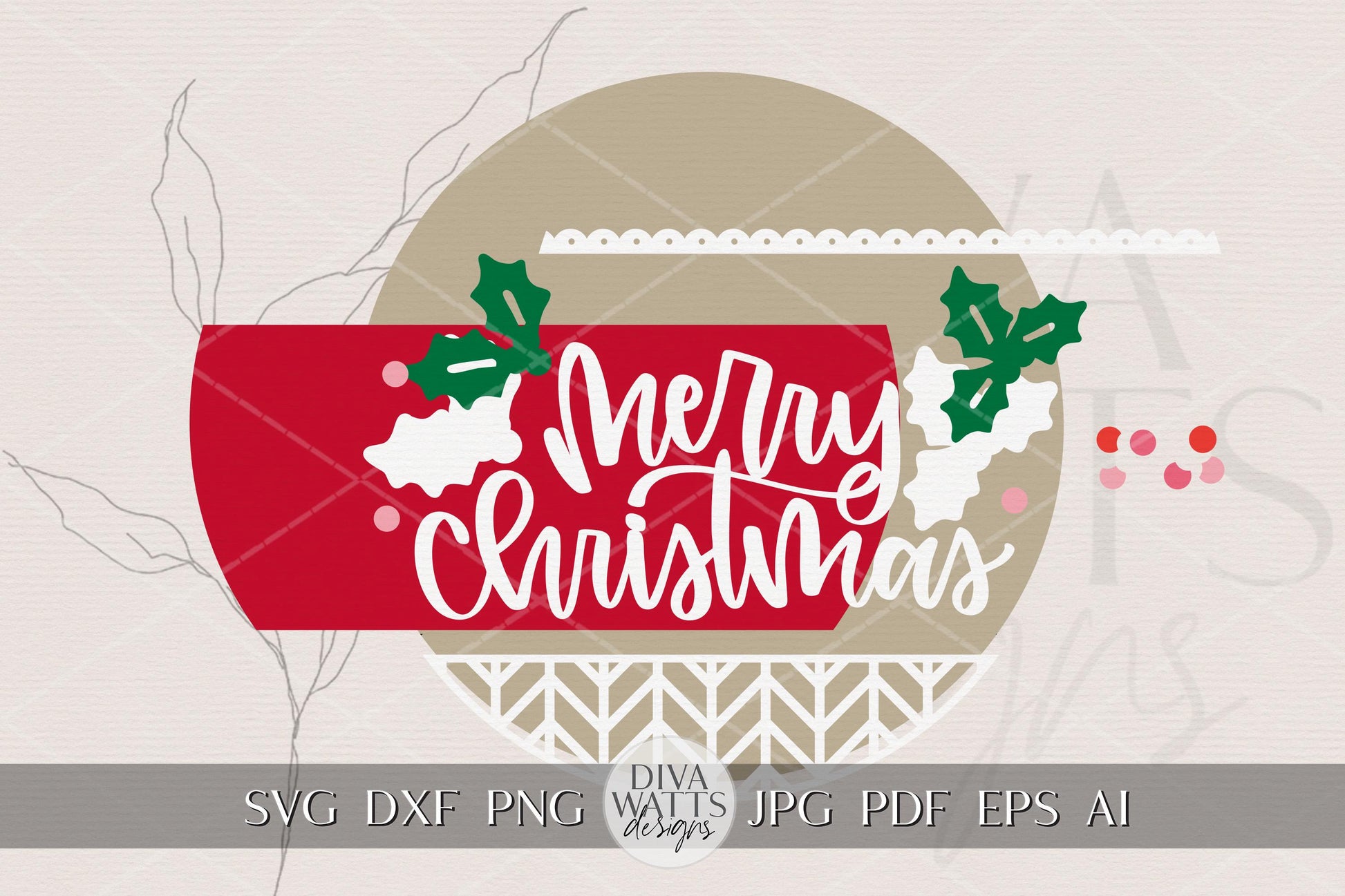 Laser Cut Door Hanger SVG | Merry Christmas Sign | DIY Round Sign Template | Digital SVG for Glowforge xTool | Holiday Porch Decor