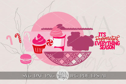 Peppermint Everything Season SVG Round Door Hanger, Christmas Laser Cut Sign File for Glowforge xTool, Holiday Cupcake Peppermint Decor