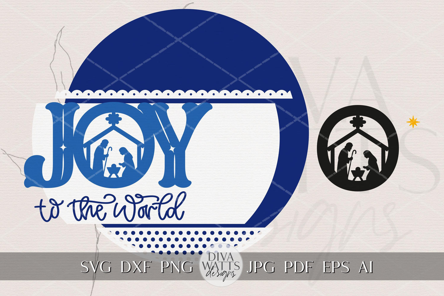 Joy to the World Round Nativity Door Hanger SVG – Christian Christmas Laser Cut File for Glowforge, xTool, Cricut & More