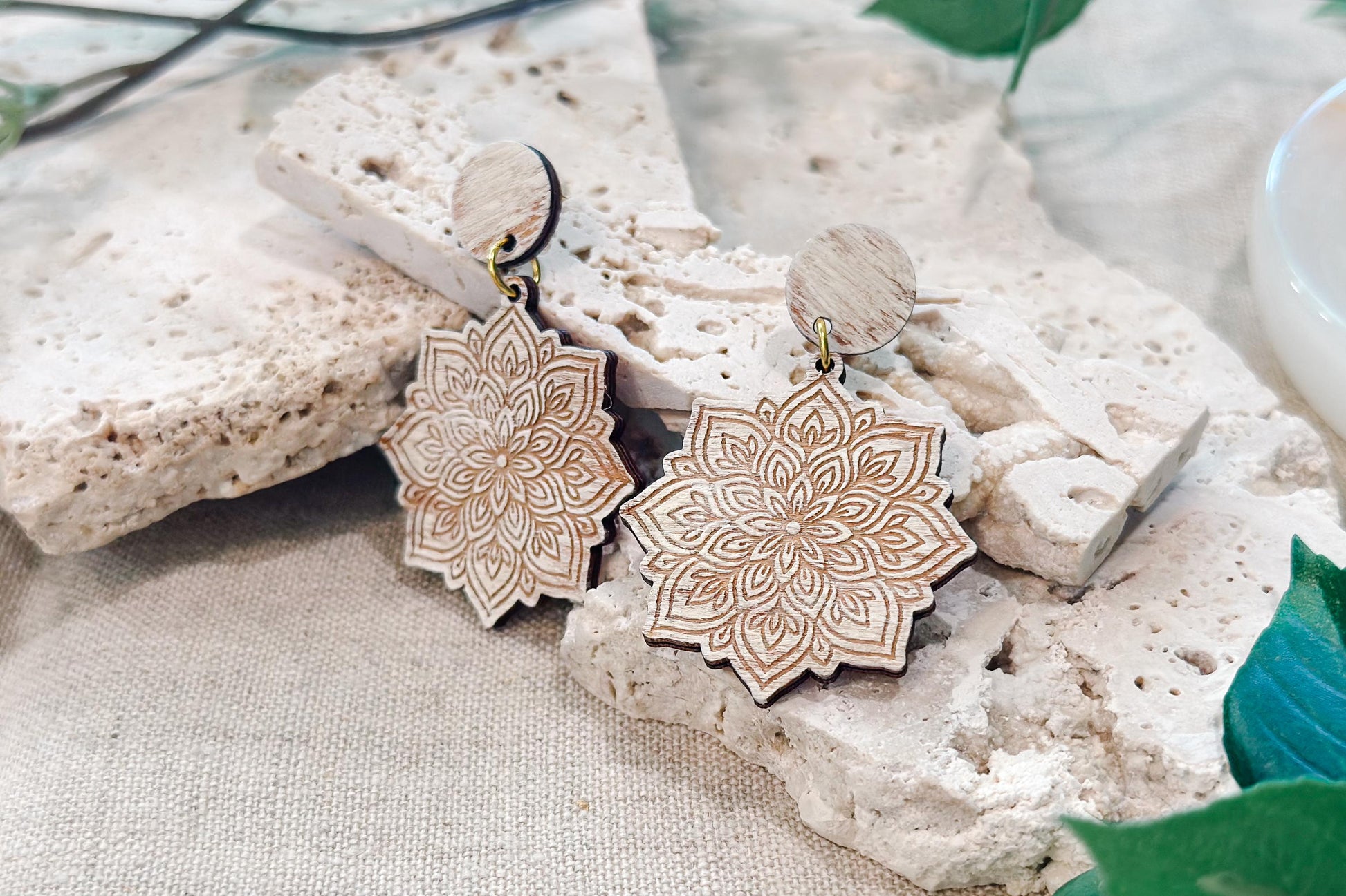 Laser Cut Earring SVG | Boho Mandala Jewelry Template | Layered Wood Earring Cut File | Glowforge xTool Laser Engrave SVG