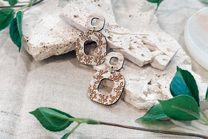 Laser Cut Earring SVG | Modern Botanical Jewelry Template | Layered Wood Earring Cut File | Glowforge xTool Engrave SVG
